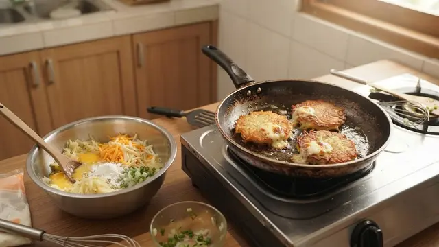 Membuat Pancake Kentang Keju