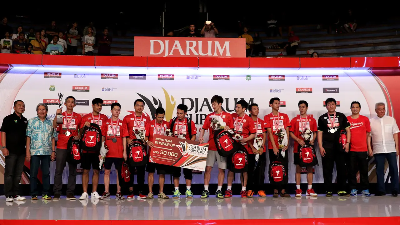 Tim putra PB Djarum harus puas dengan peringkat 2 di Superliga Badminton 2017. 