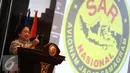 Ketua Umum DPP PDIP, Megawati Soekarnoputri memberikan sambutan usai MoU antara PDIP dan Basarnas, Jakarta, Rabu (24/8). Kerjasama untuk peningkatan kualitas pelayanan di bidang pencarian dan pertolongan kepada masyarakat. (Liputan6.com/Faisal Fanani)