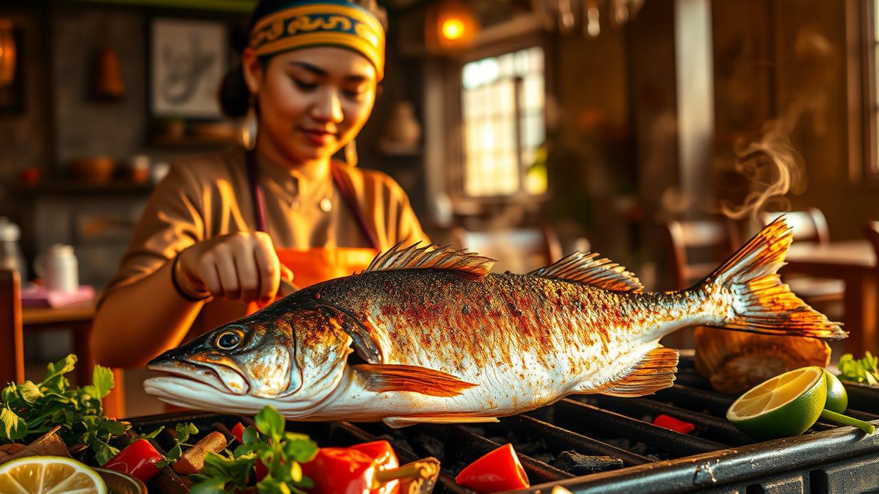 Ilustrasi Ikan Bakar Nila