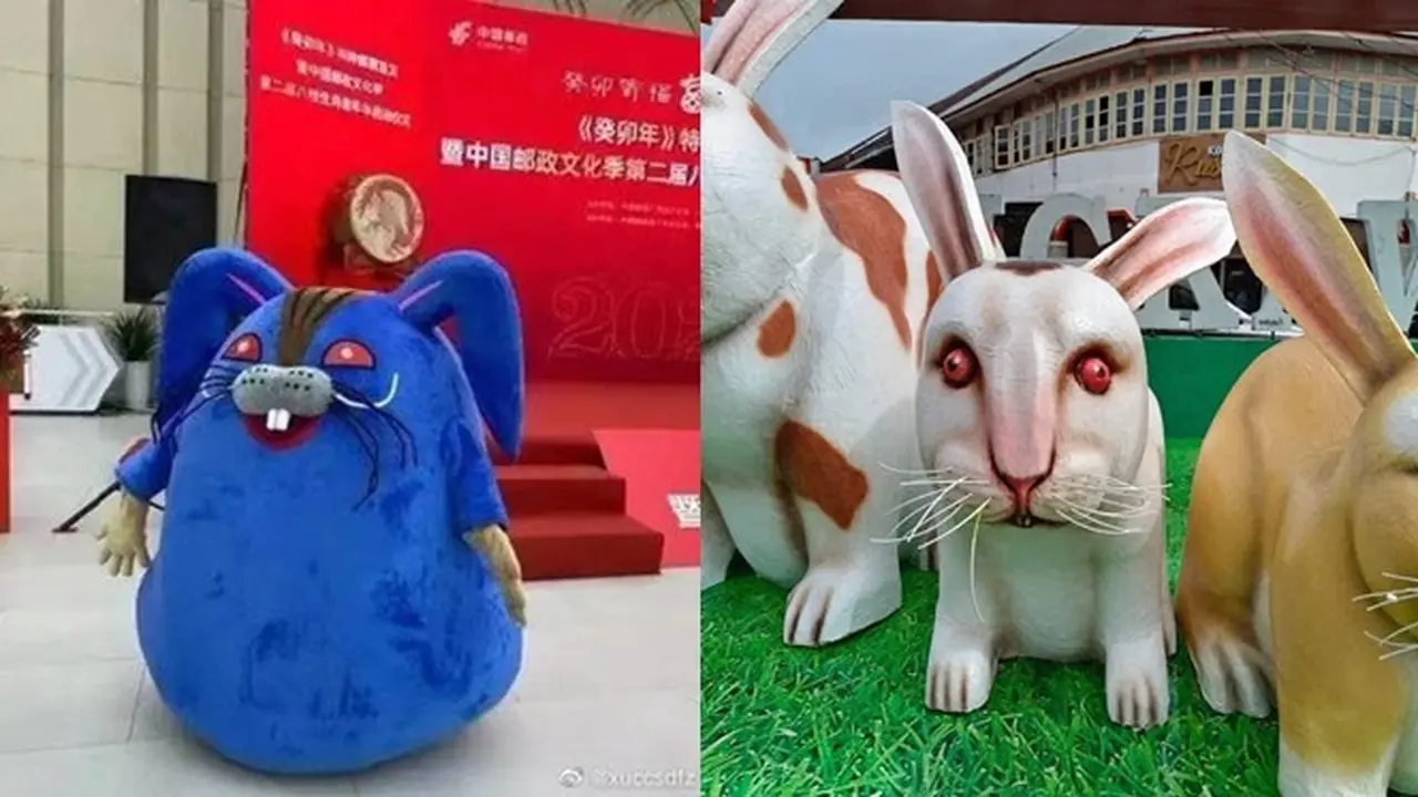 6 Potret Patung Kelinci yang Absurd, Bentuknya Jauh Dari Kata Lucu