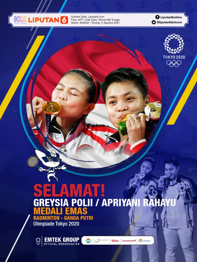 Infografis Greysia Polii / Apriyani Rahayu Raih Medali Emas Olimpiade Tokyo 2020