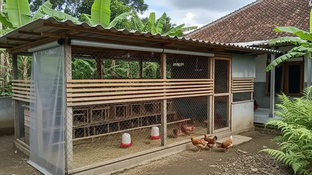 Kandang Semi Terbuka dengan Atap Asbes