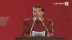Jokowi memulai pidato dengan pekikan semangat bagi para tamu yang hadir. Merdeka! Merdeka! Merdeka! Merdeka!