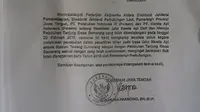 Surat permintaan percepatan penertiban lahan yang ditandatangani Gubernur Jateng Ganjar Pranowo. (Liputan6.com/Edhie Prayitno Ige)