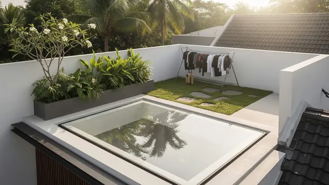 Model Rumah Minimalis dengan Atap Datar dan Rooftop Kecil