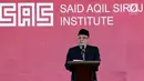 Ketua Umum PBNU Said Aqil Siraj memberikan sambutan pada acara Deklarasi Said Aqil Siroj (SAS) Institute di Jakarta, Rabu,(1/8). SAS Institute sebuah organisasi simbol perjuangan gagasan Islam Nusantara. (Liputan6.com/Johan Tallo)