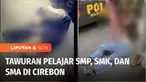 Aksi tawuran pelajar terjadi di dua lokasi berbeda di Kota Cirebon, Jawa Barat, Kamis sore. Pelajar dari sejumlah sekolah SMK, SMA, dan SMP terlibat saling serang hingga mengakibatkan satu pelajar terkapar, usai menabrak sepeda motor warga saat henda...