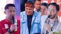 Kolase foto Hengky Kurniawan (kiri), Gilang Dirga (tengah), dan Jeje Govinda (kanan), saat sedang mengikuti tahapan Pilkada Bandung Barat 2024.