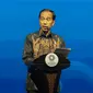 Presiden Joko Widodo saat berpidato dalam Bali Fintech Agenda IMF-WB 2018 di Nusa Dua, Bali, Kamis (11/10). Acara ini membahas berbagai peluang dan tantangan yang bisa diperoleh dari teknologi. (Liputan6.com/Angga Yuniar)