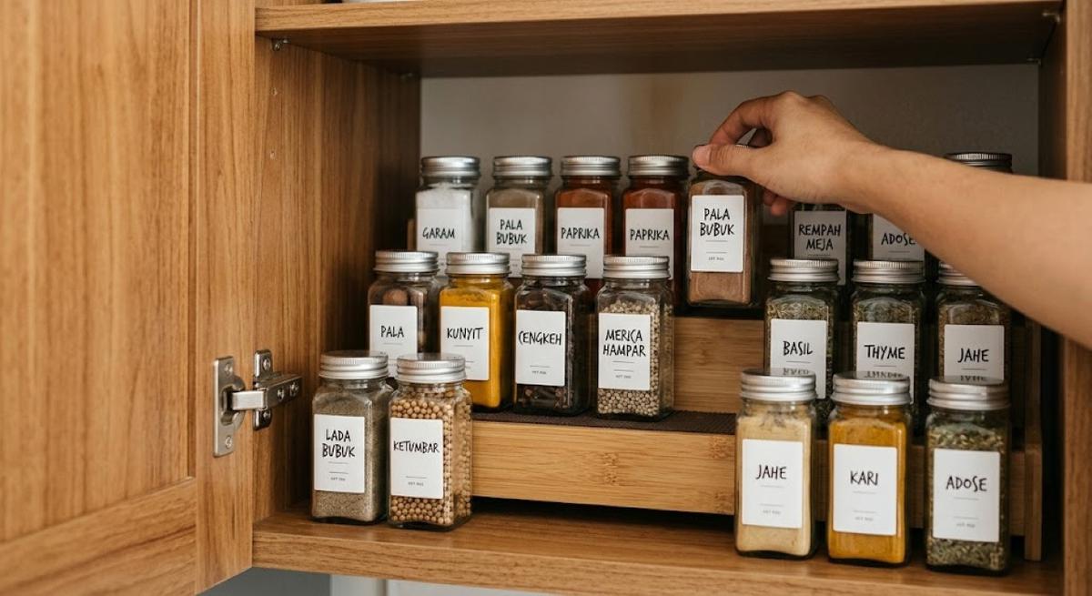 Menyimpan Bumbu Dapur Agar Tidak Mudah Tumpah di Lemari