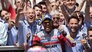 Kemenangan di MotoGP Prancis merupakan gelar ketiga Enea Bastianini di musim balap 2022, setelah sebelumnya ia berjaya di Qatar dan Amerika Serikat. (AP/Jeremias Gonzalez)