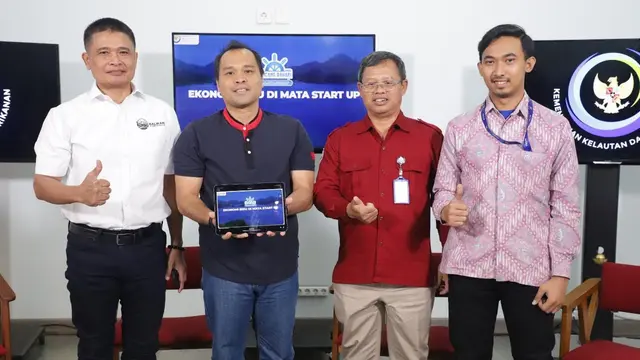 Talkshow Bincang Bahari 7 dengan tema Ekonomi Biru di Mata Startup yang berlangsung hybrid dari Media Center KKP, Jakarta, Kamis (22/9/2022). (Foto: KKP)