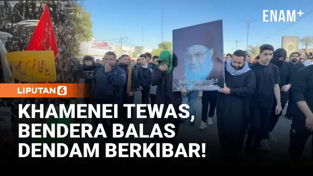 Baghdad Gelar Prosesi Duka untuk Khamenei, Massa Kibarkan Bendera Balas Dendam