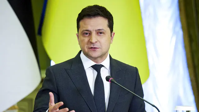 Volodymyr Zelenskyy. (Ukrainian Presidential Press Office via AP)