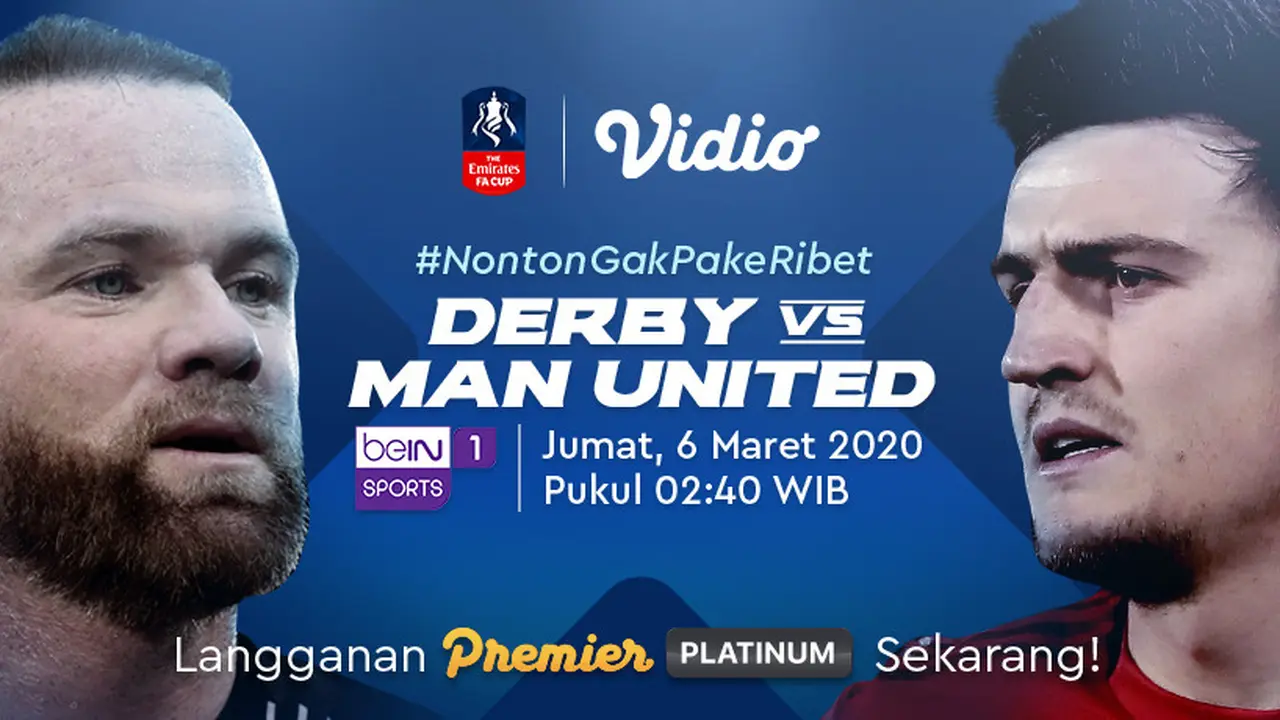 Saksikan Live Streaming Babak Kelima Piala FA: Derby County VS Manchester United Hanya di Vidio. sumberfoto: Vidio