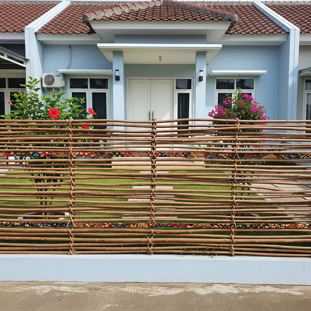 Desain Pagar Rumah Subsidi dari Ranting Kayu