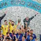 Timnas Italia memastikan diri sebagai juara di ajang Euro 2020 setelah pada partai final mengalahkan Timnas Inggris. (Foto:AFP/Catherine Ivill,Pool)