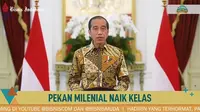 Presiden Joko Widodo (Jokowi) dalam acara Pekan Milenial Naik Kelas. Selasa (5/4/2022).