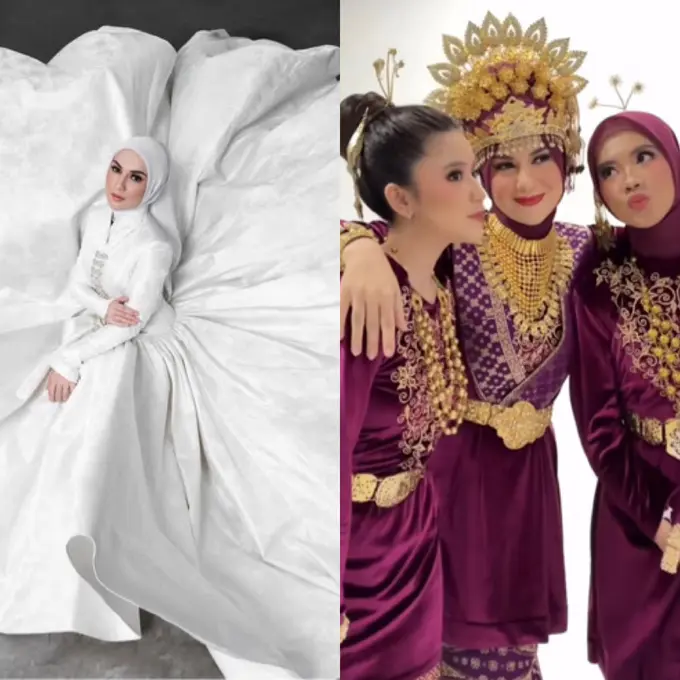 Irish Bella Melakukan foto keluarga dengan dua busana menarik