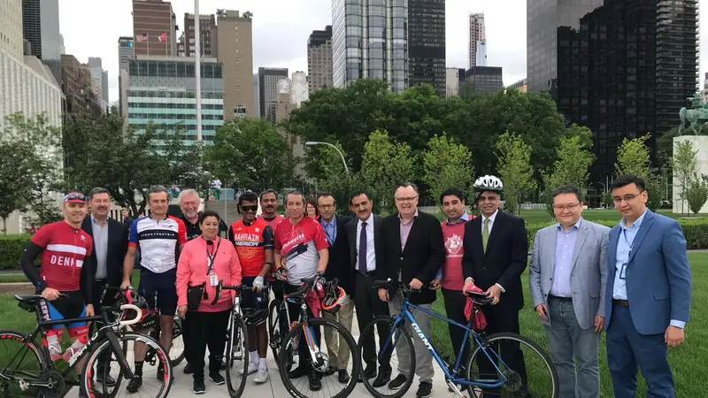 Acara peluncuran World Bicycle Day di New York, Amerika Serikat. (Sumber; PTRI New York)