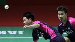 Andalan tuan rumah di nomor ganda putra, Marcus Fernaldi Gideon/Kevin Sanjaya Sukamuljo yang diunggulkan ditempat pertama berhasil lolos ke semifinal Turnamen Bulu Tangkis Daihatsu Indonesia Masters 2022 usai membungkam ganda Malaysia, Goh Sze Fei/Nur Izzuddin dalam laga perempatfinal di Istora Senayan, Jakarta, Jumat (10/6/2022). (Bola.com/Ikhwan Yanuar)