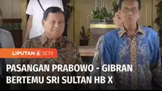 Usai Debat Cawapres, pasangan Calon Presiden dan Wakil Presiden nomor urut 2, Prabowo Subianto dan Gibran Rakabuming Raka menemui Raja Keraton Yogyakarta, sekaligus Gubernur Daerah Istimewa Yogyakarta Sri Sultan Hamengkubuwono X.