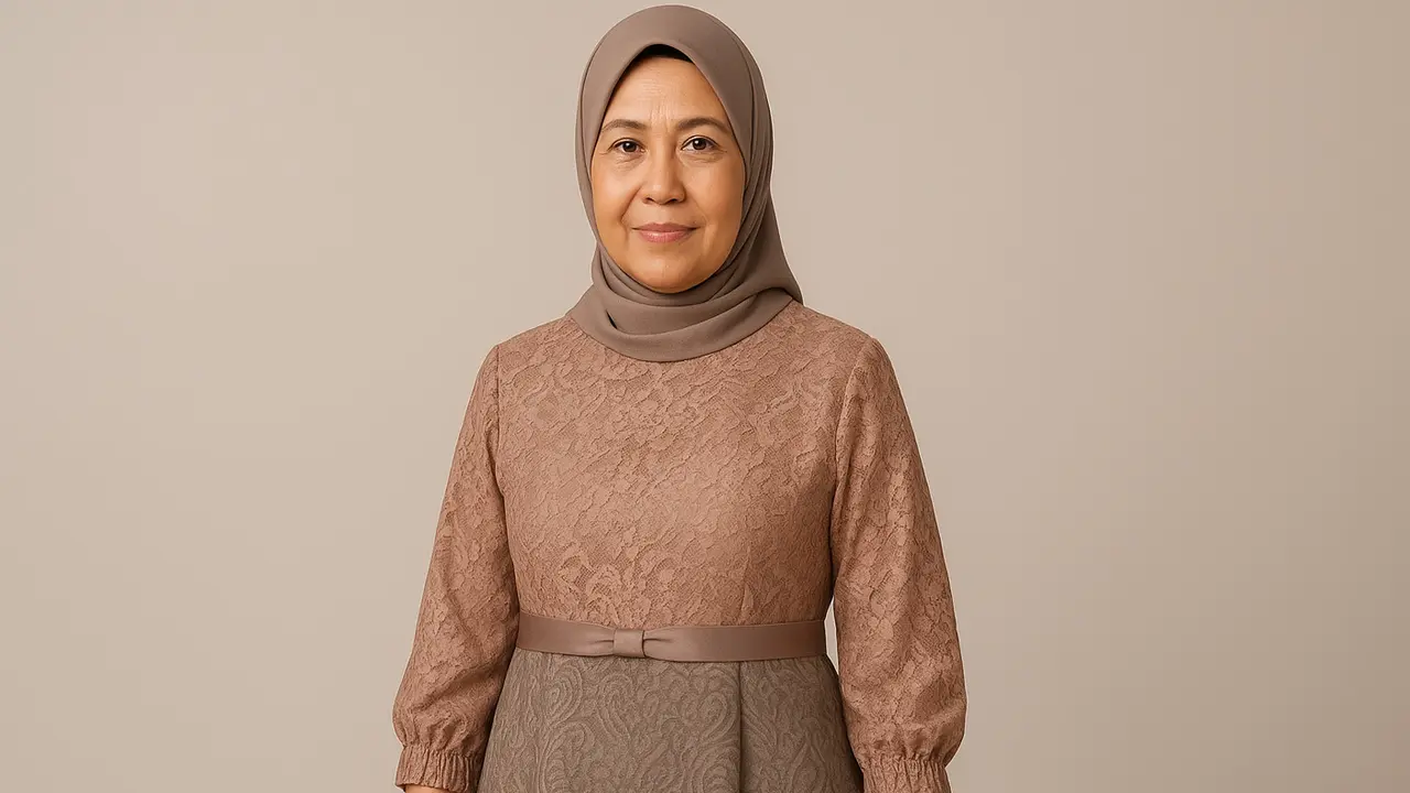Rekomendasi Gamis Brokat 2025 A-Line untuk Ibu-ibu  Usia 50-an (Foto: ChatGPT)