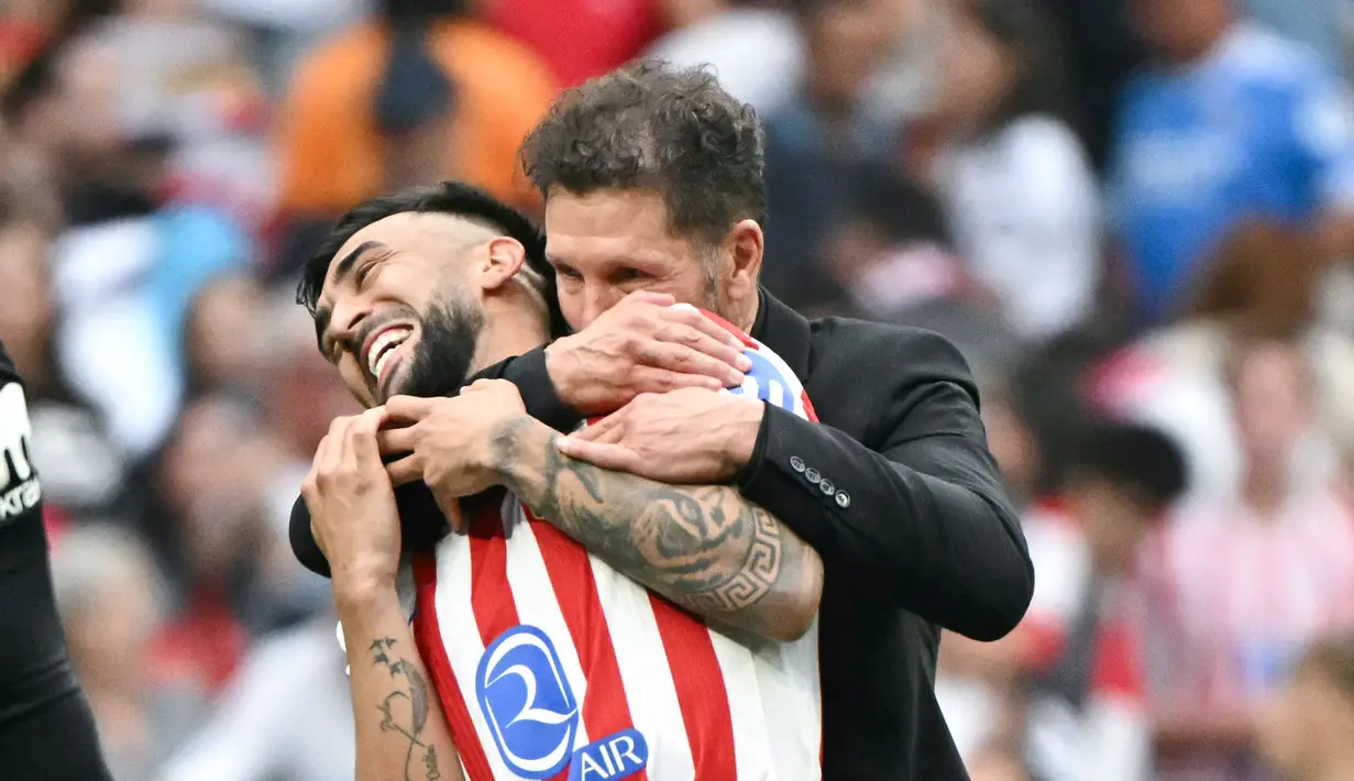 Skuad asuhan Diego Simeone menang 5-2 dalam derby Madrid di Stadion Wanda Metropolitano. (AFP/Javier Soriano)