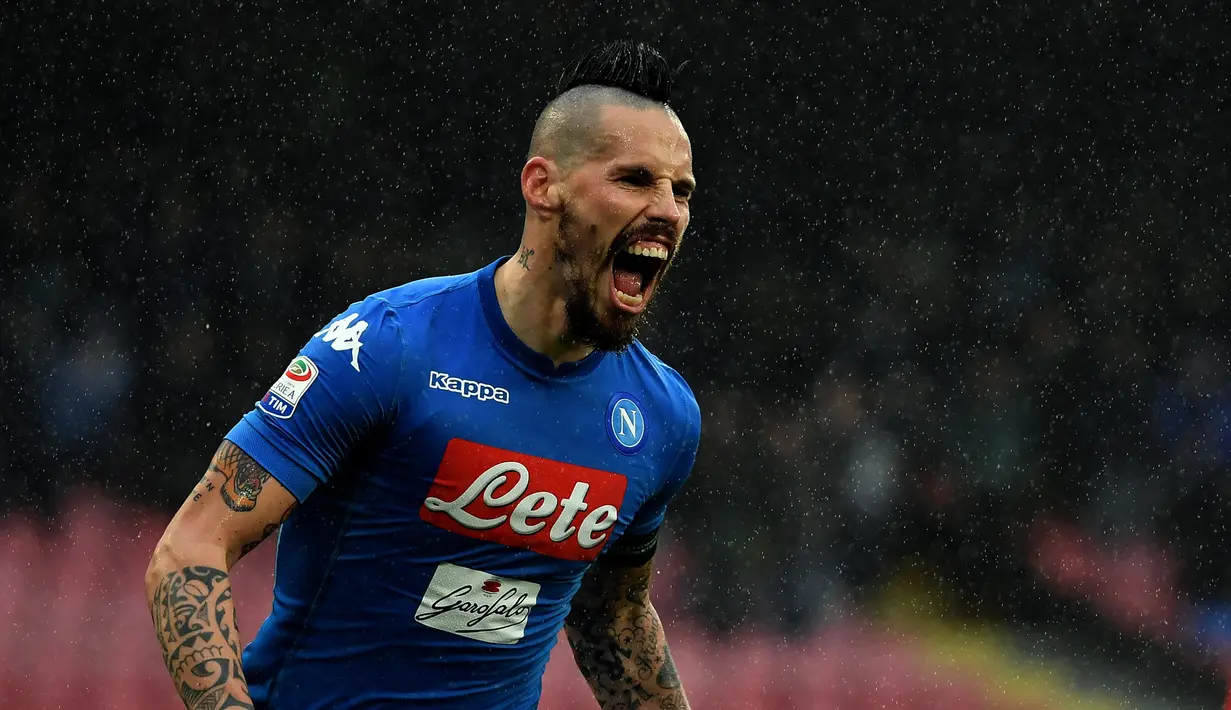 2. Marek Hamsik (121 gol) - Gelandang asal Slowakia ini menjadi pemain yang produktif dalam mencetak gol untuk Napoli. Hamsik telah mengemas 121 gol untuk Napoli di semua kompetisi. (AFP/Tiziana Fabi)