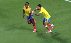 Perayaan gol Kolombia saat melawan Ghana di 32 besar Piala Dunia 2026 (AFP)