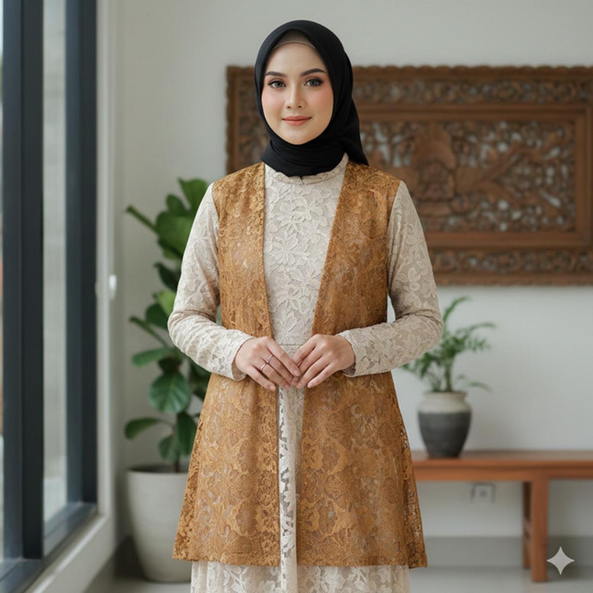 7 Model Gamis Brokat Copotan dengan Tampilan Fleksibel, Cocok untuk Acara Resmi hingga Santai