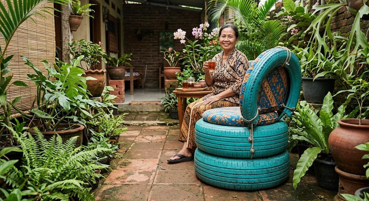 9 Ide Memanfaatkan Ban Bekas Menjadi Kursi Taman Unik, Sulap Limbah Jadi Furnitur