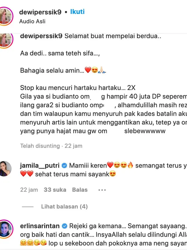 Unggahan Dewi Perssik. (Foto: Dok. Instagram @dewiperssik9)