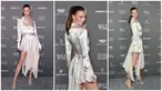 Foto kolase saat Karlie Kloss menghadiri WSJ. Magazine 2022 Innovator Awards di Museum of Modern Art, New York City, Amerika Serikat, 2 November 2022. (ANGELA WEISS/Dia Dipasupil/Getty Images/AFP)