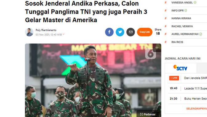Cek Fakta Liputan6.com menelusuri klaim foto calon Panglima TNI pilihan Jokowi