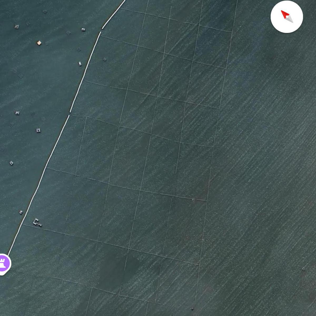 penampakan pagar laut dari citra satelit