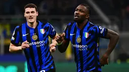 Menjamu Feyenoord, Inter Milan tampil impresif. Laga baru berjalan delapan menit, I Nerazzurri sudah berhasil membuka keunggulan lewat aksi Marcus Thuram. (PIERO CRUCIATTI/AFP)
