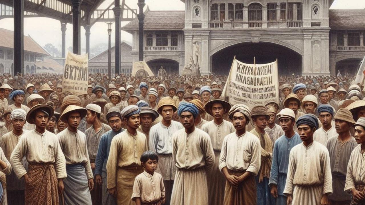 Ilustrasi Demo Buruh Hindia Belanda