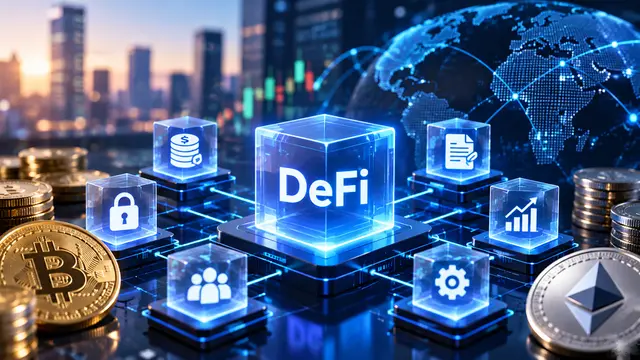 DeFi (Decentralized Finance) atau Keuangan Tersetralisasi. Ekosistem layanan dan aplikasi keuangan yang berjalan di atas jaringan blockchain. (Ilustrasi by AI)