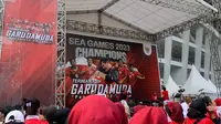Rombongan kirab Timnas Indonesia U-22 akan mengakhiri perjalanannya di Stadion Utama Gelora Bung Karno (SUGBK), Senayan, Jakarta. (Theresia Melinda Indrasari/Liputan6.com)