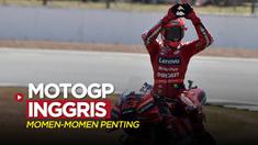 Berita video momen-momen penting yang terjadi saat MotoGP Inggris 2022, di mana Pecco Bagnaia menjadi juara, Minggu (7/8/2022) malam hari WIB.