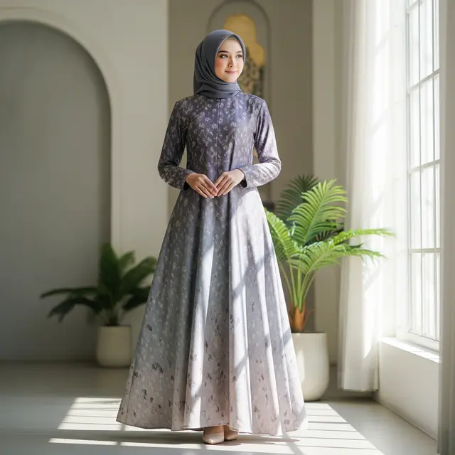 9 Model Gamis A-line Syari Berbahan Jatuh, Anggun dan Nyaman Pilihan Muslimah
