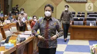 Menteri Kesehatan Budi Gunadi Sadikin seusai rapat kerja dengan Komisi IX DPR di Senayan, Jakarta, Selasa (22/3/2022). Rapat mengenai pergeseran pagu alokasi Kementerian Kesehatan RI tahun anggaran 2022, sesuai perubahan struktur organisasi dan tata kerja Kemenkes Rl. (Liputan6.com/Angga Yuniar)