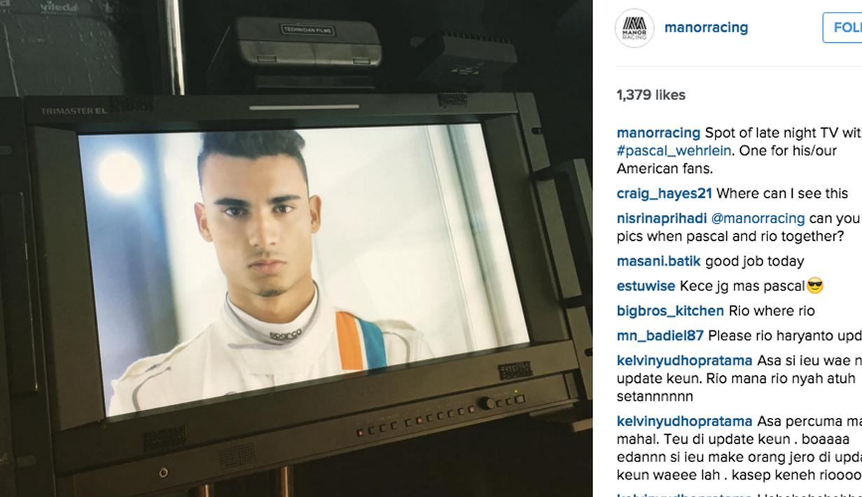 Pascal Wehrlein mendapat likes rata-rata adalah antara 1,379 sampai 2,000 untuk angka  tertinggi pada  Instagram Manor Racing. (Bola.com/Manorracing/Instagram)