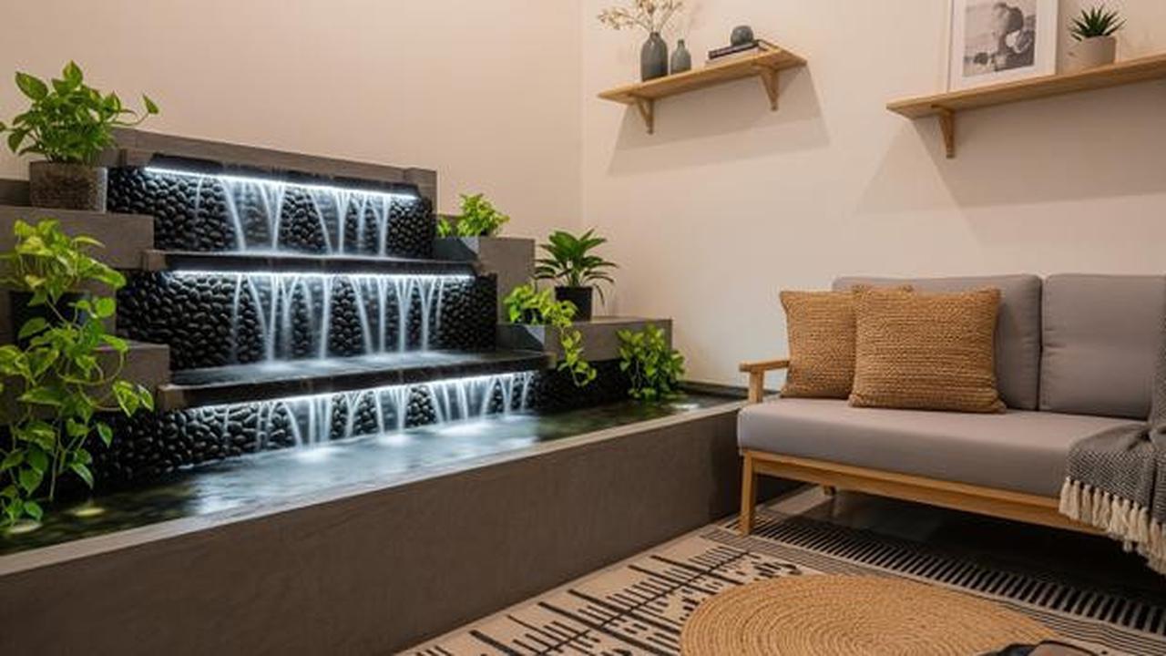8 Ide Ruang Tamu Kecil dengan Air Terjun Mini Indoor yang Menenangkan, Bikin Suasana Rumah Lebih Adem dan Elegan
