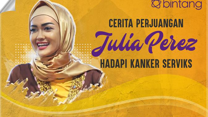 Infografis perjuangan Julia Perez menghadapi kanker serviks. (Disain: Muhammad Iqbal Nurfajri/Bintang.com)