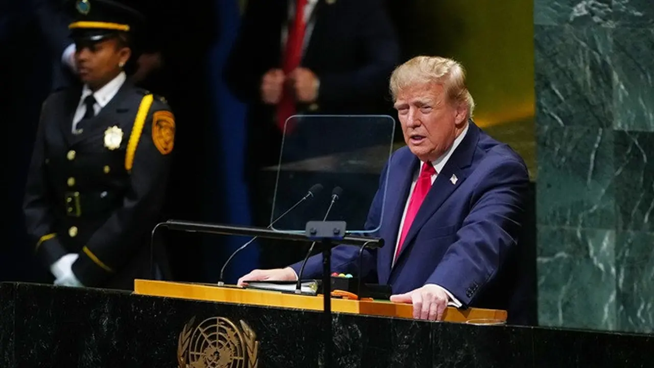 Presiden Amerika Serikat Donald Trump saat berpidato di Sidang Majelis Umum PBB, Selasa (22/9/2026).