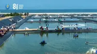 Pengembangan Tambak Budi Daya Udang Berbasis Kawasan (BUBK) di Kebumen, Jawa Tengah, sebagai model percontohan budi daya udang modern terbesar di Indonesia. Dok