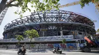 Pemandangan umum menunjukkan lokasi pembangunan Stadion Camp Nou di Barcelona pada 23 Mei 2025. (Josep LAGO/AFP)